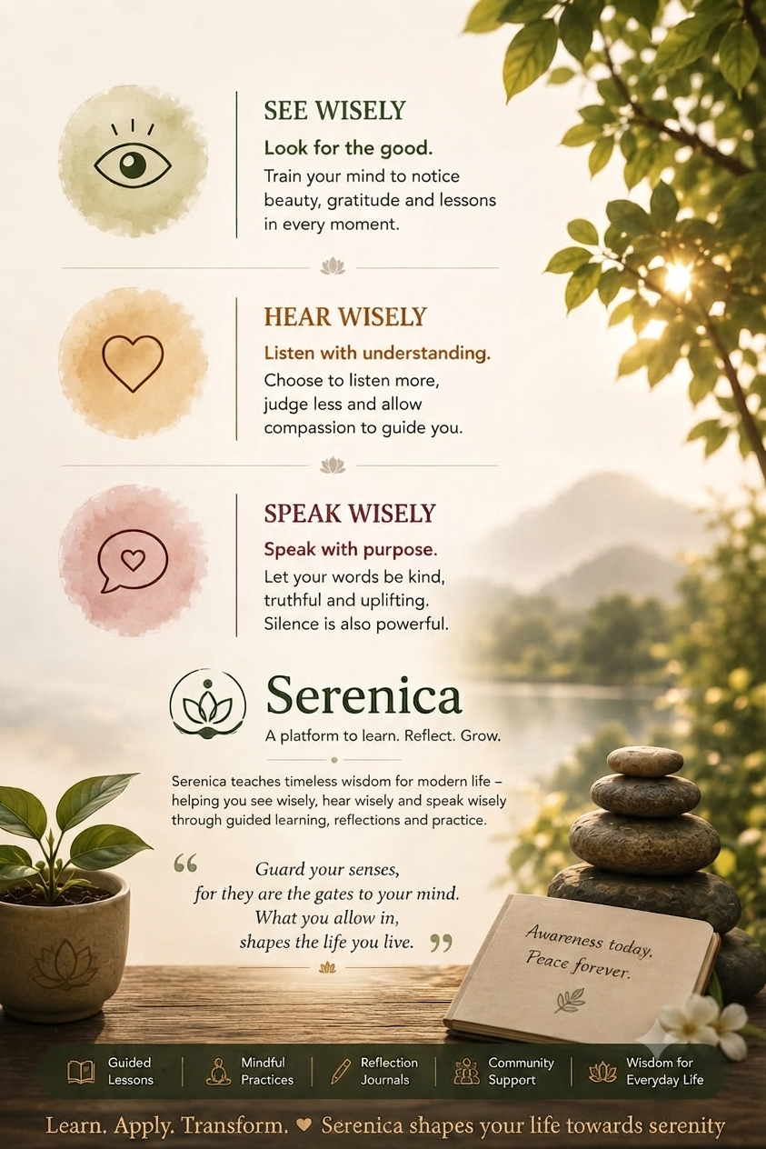 See wisely, hear wisely, speak wisely — Serenica