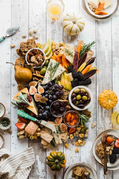 A wholesome fruit, cheese and vegetable spread